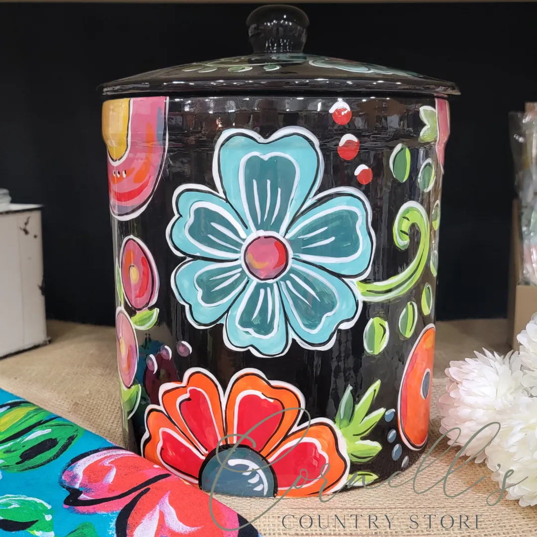 Black Floral Canister