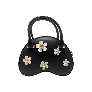 Black Floral Matte Jelly Dome Purse