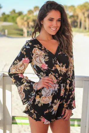 Black Floral Romper