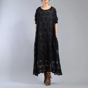 Black Flower Embroidered Maxi Dress | Nirvana