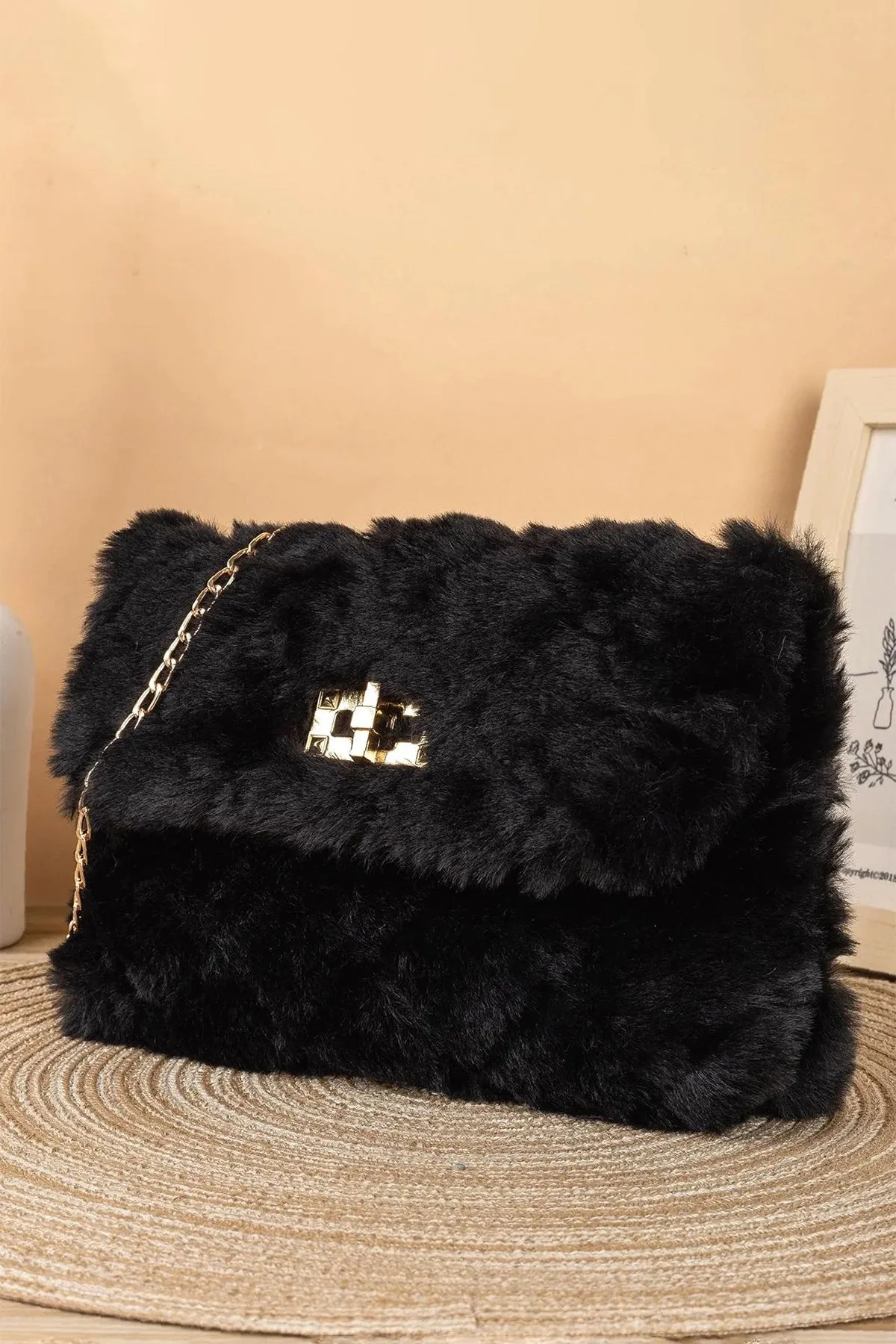 Black Fluffy Flux Bag - A23 - WHB0062