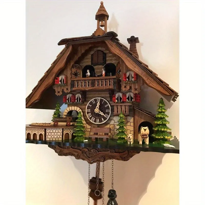 Black Forest House Quartz Cuckoo Clock with Moving Train and Music