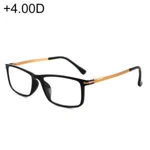 Black Frame Spring Hinge Anti Fatigue & Blue-ray Presbyopic Glasses,  4.00D