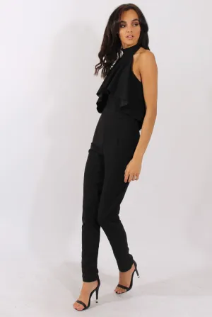 Black Frill Choker Jumpsuit - Melissa