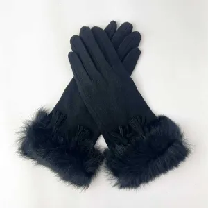 Black Fur Tassel Gloves