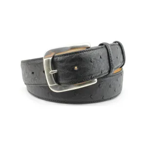 Black Genuine Ostrich Belt