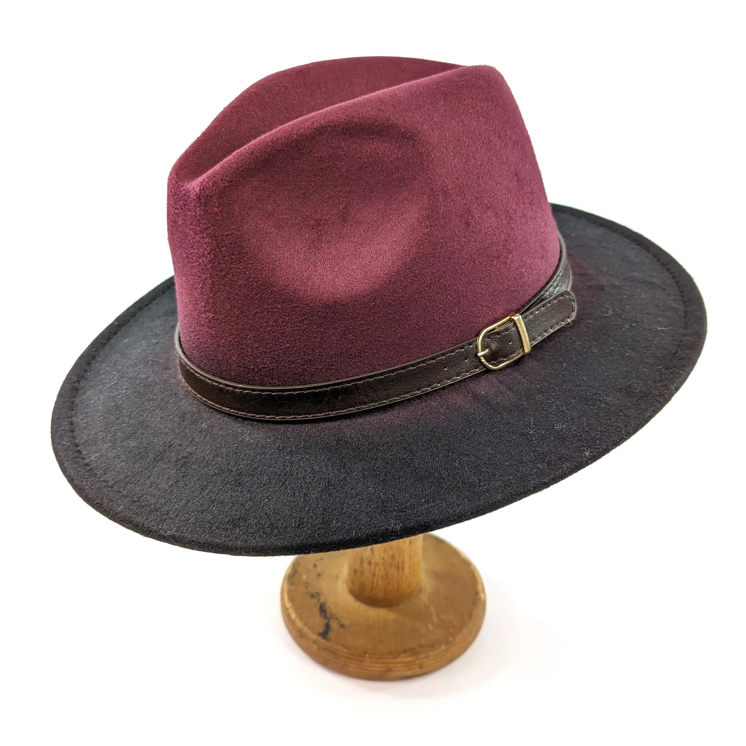 Black Ginger Marron/Black Two Tone Fedora Hat - 501-100