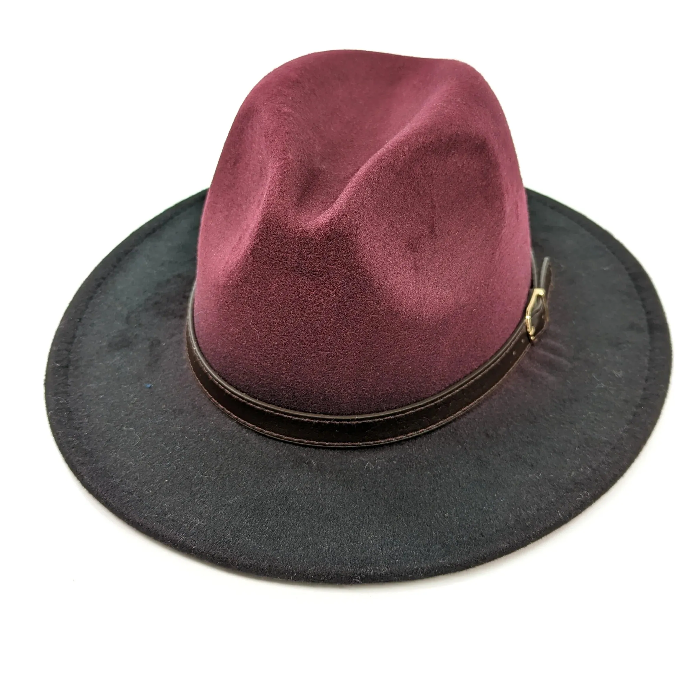 Black Ginger Marron/Black Two Tone Fedora Hat - 501-100