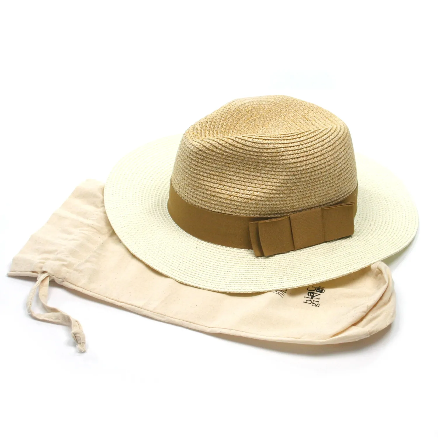 Black Ginger Two Tone Panama Foldable Hat - Natural/Yellow