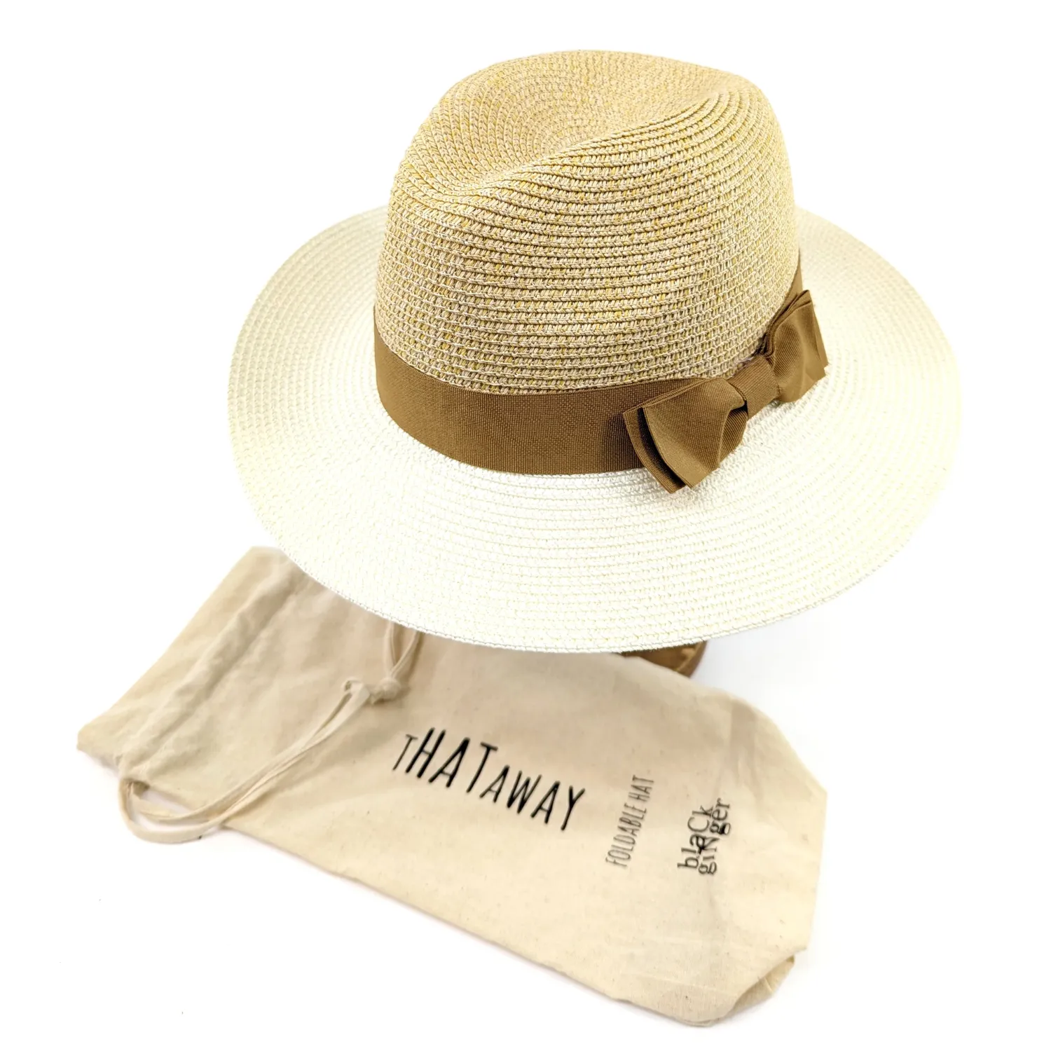 Black Ginger Two Tone Panama Foldable Hat - Natural/Yellow