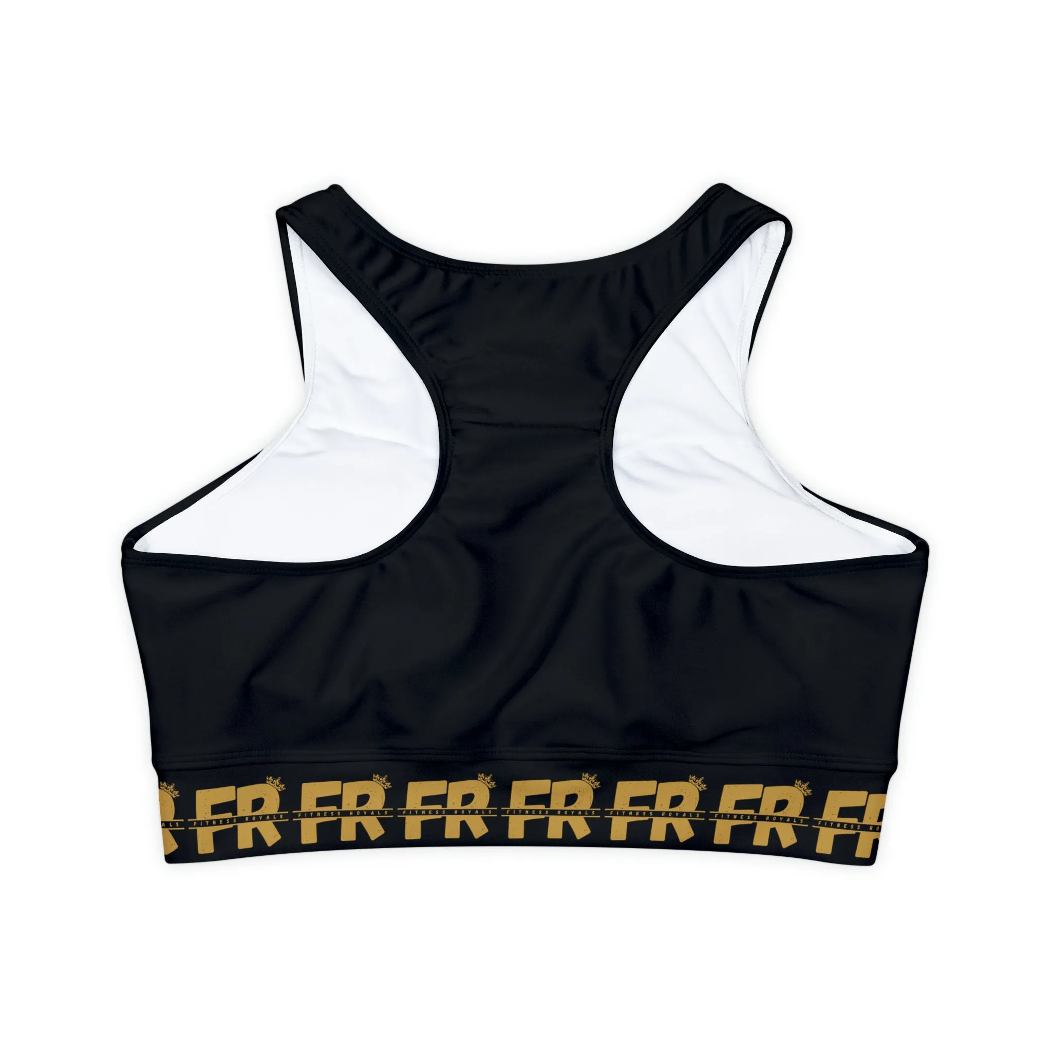 Black Gold Lined, Padded Sports Bra