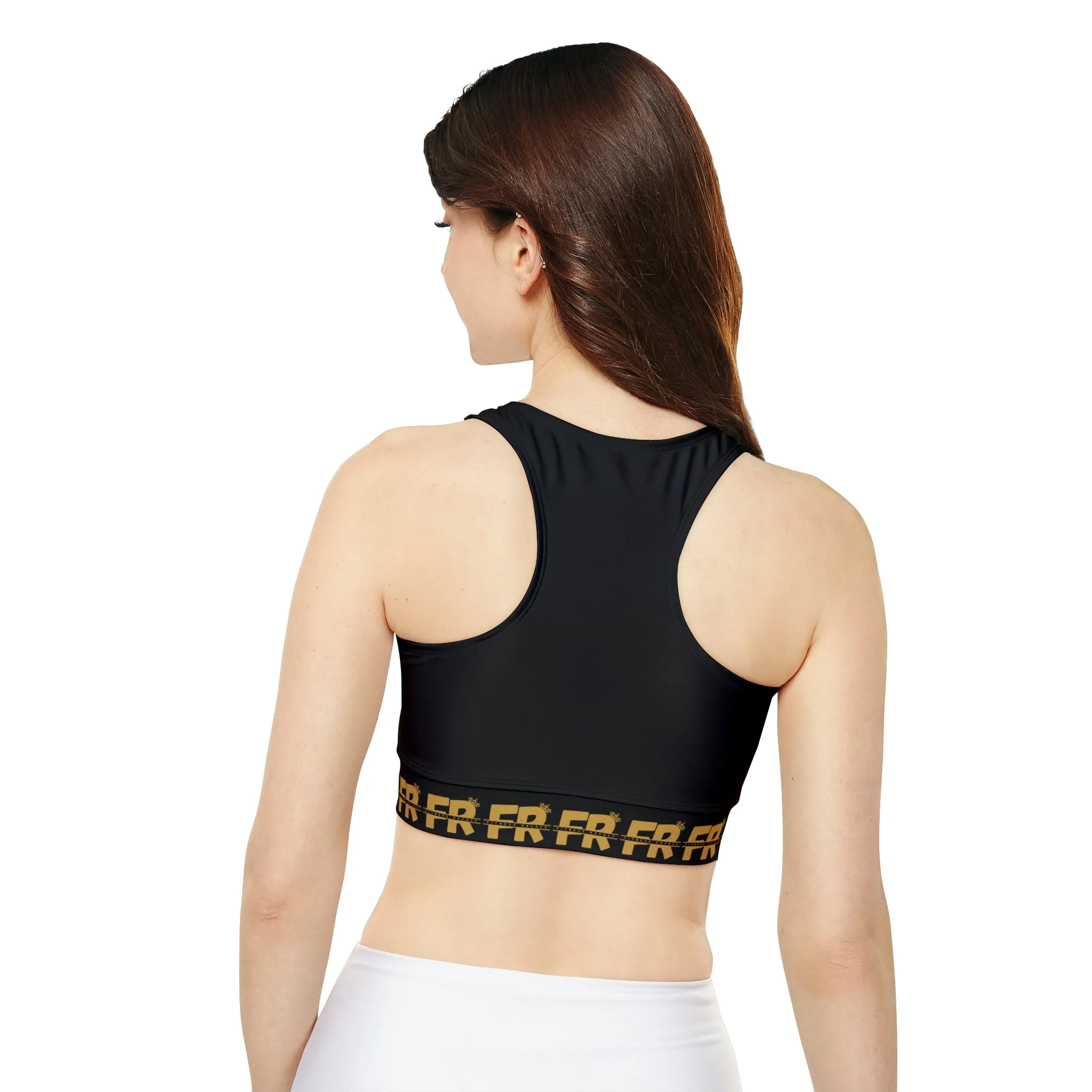 Black Gold Lined, Padded Sports Bra