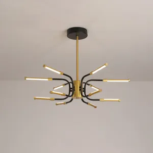 Black-Gold U-Shape Chandelier: Minimalist 12-Head Metallic Ceiling Lamp in Warm/White Light