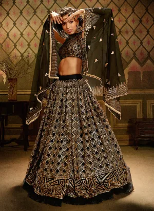 Black Golden Embroidered Party Wear Lehenga Choli