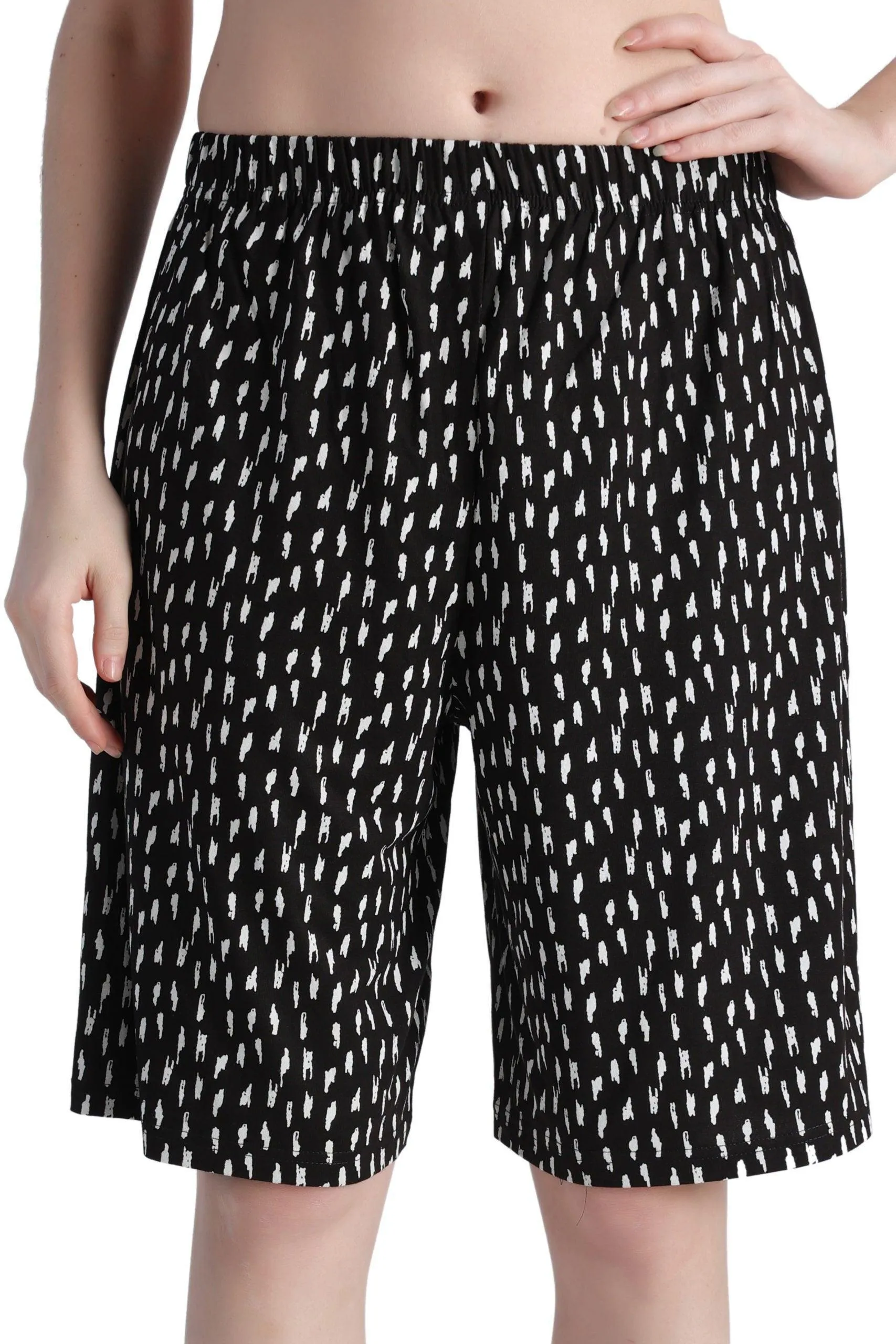 Black Graphic Printed Shorts