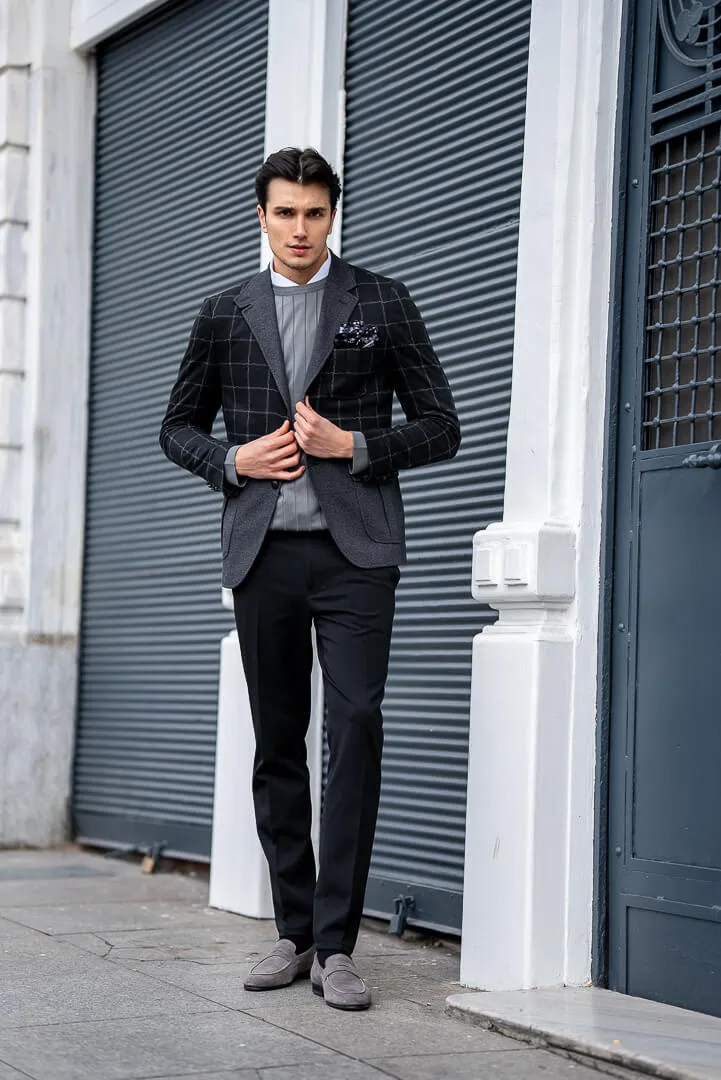 Black-Gray Checked Men's Jacket