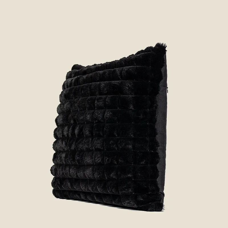 Black Grid Plush Pillow