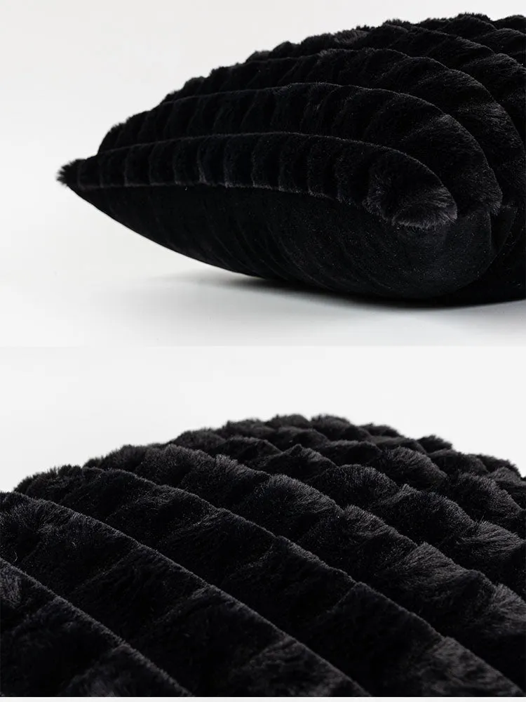 Black Grid Plush Pillow