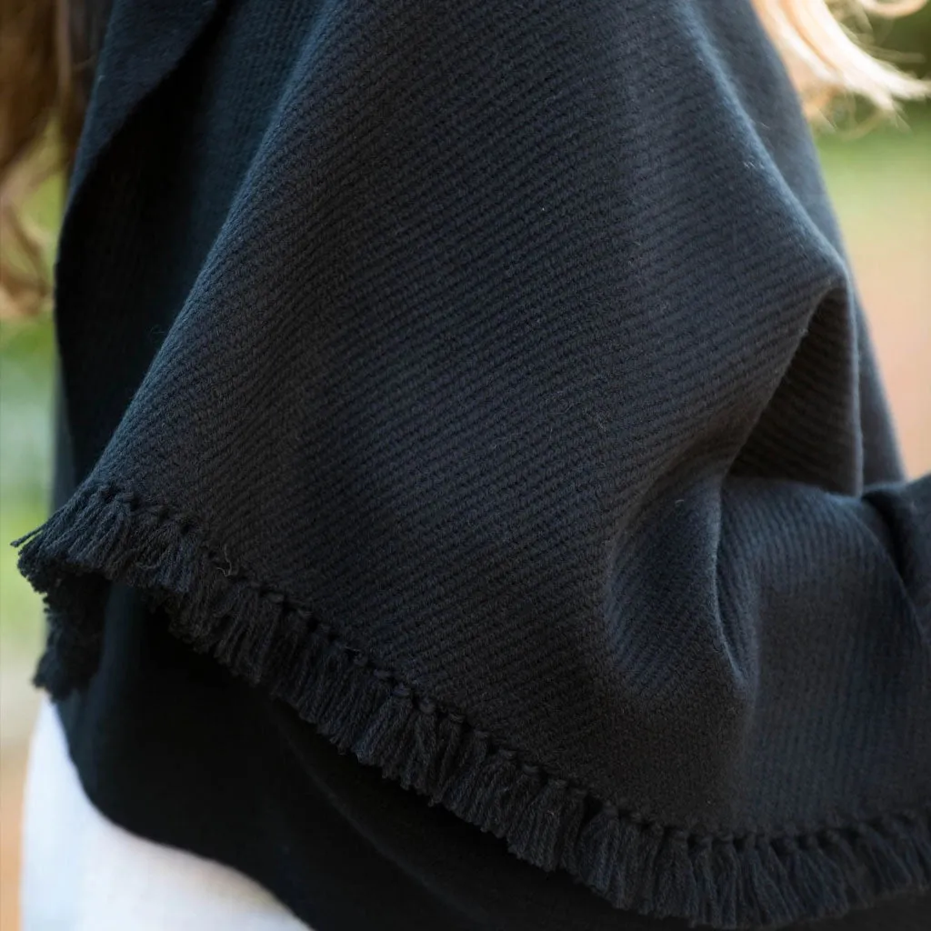 Black Handwoven Cashmere Wrap