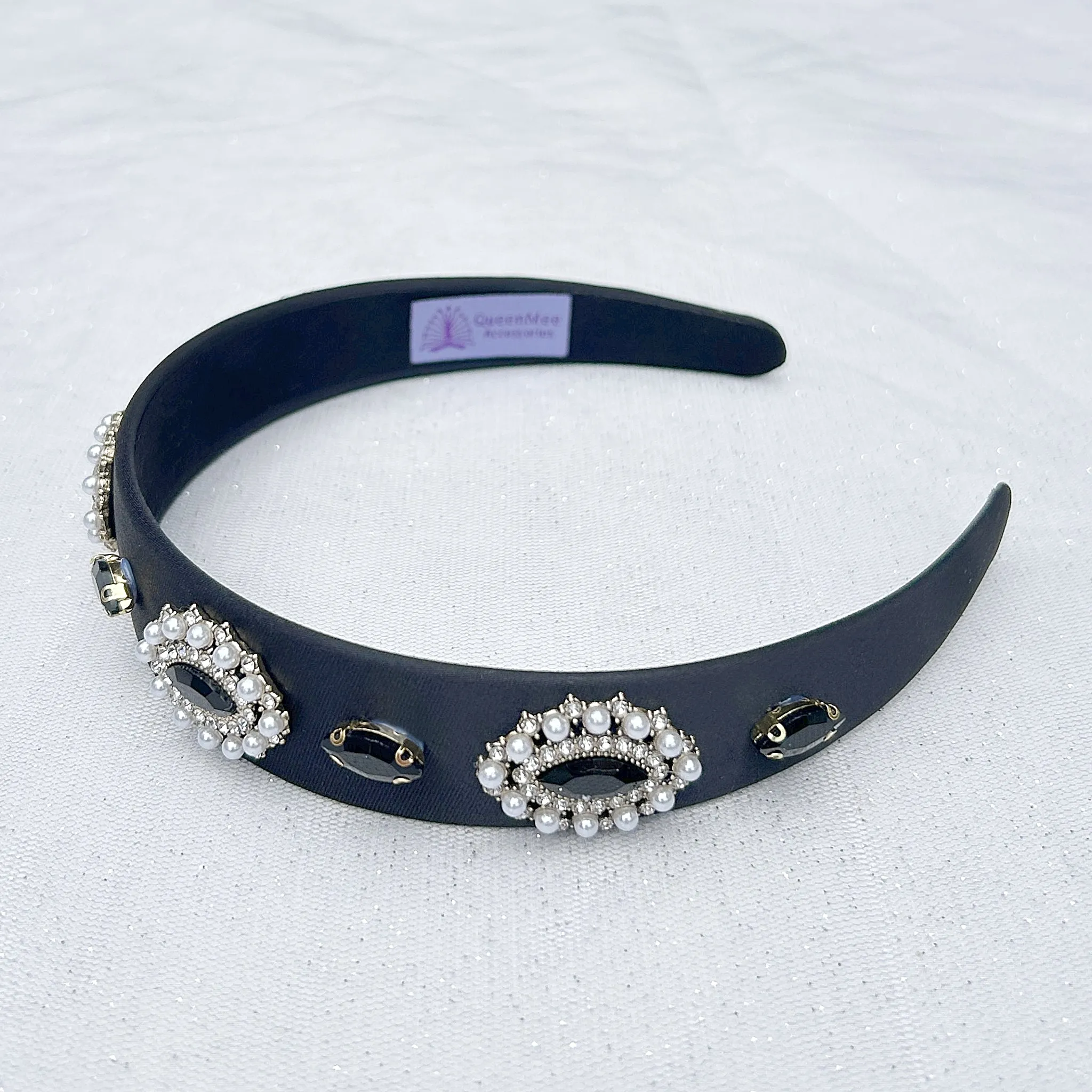 Black Headband with Pearls Black Pearl Headband Alice Band