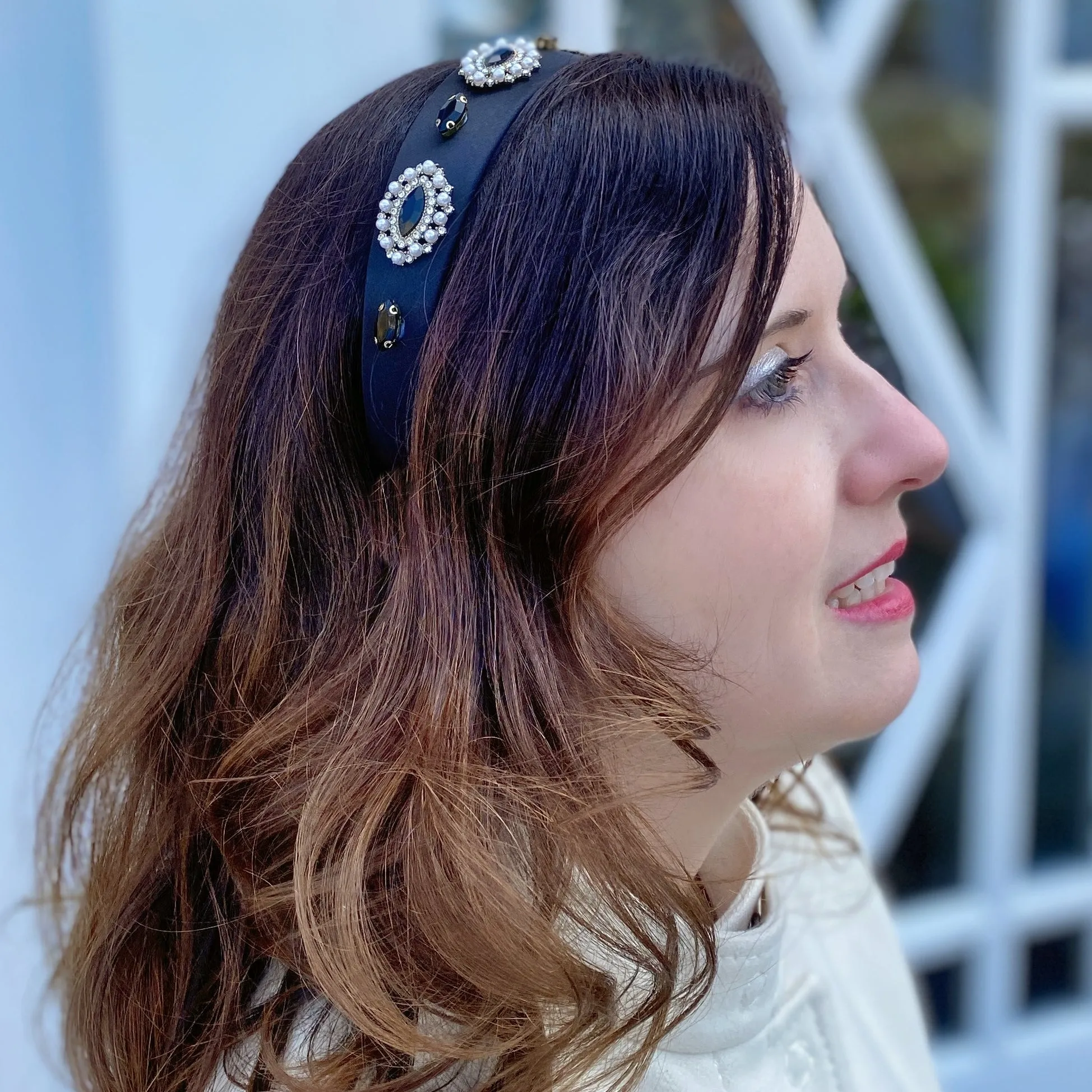 Black Headband with Pearls Black Pearl Headband Alice Band