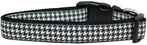 Black Houndstooth Nylon Dog Collar Large