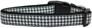 Black Houndstooth Nylon Dog Collar Sm