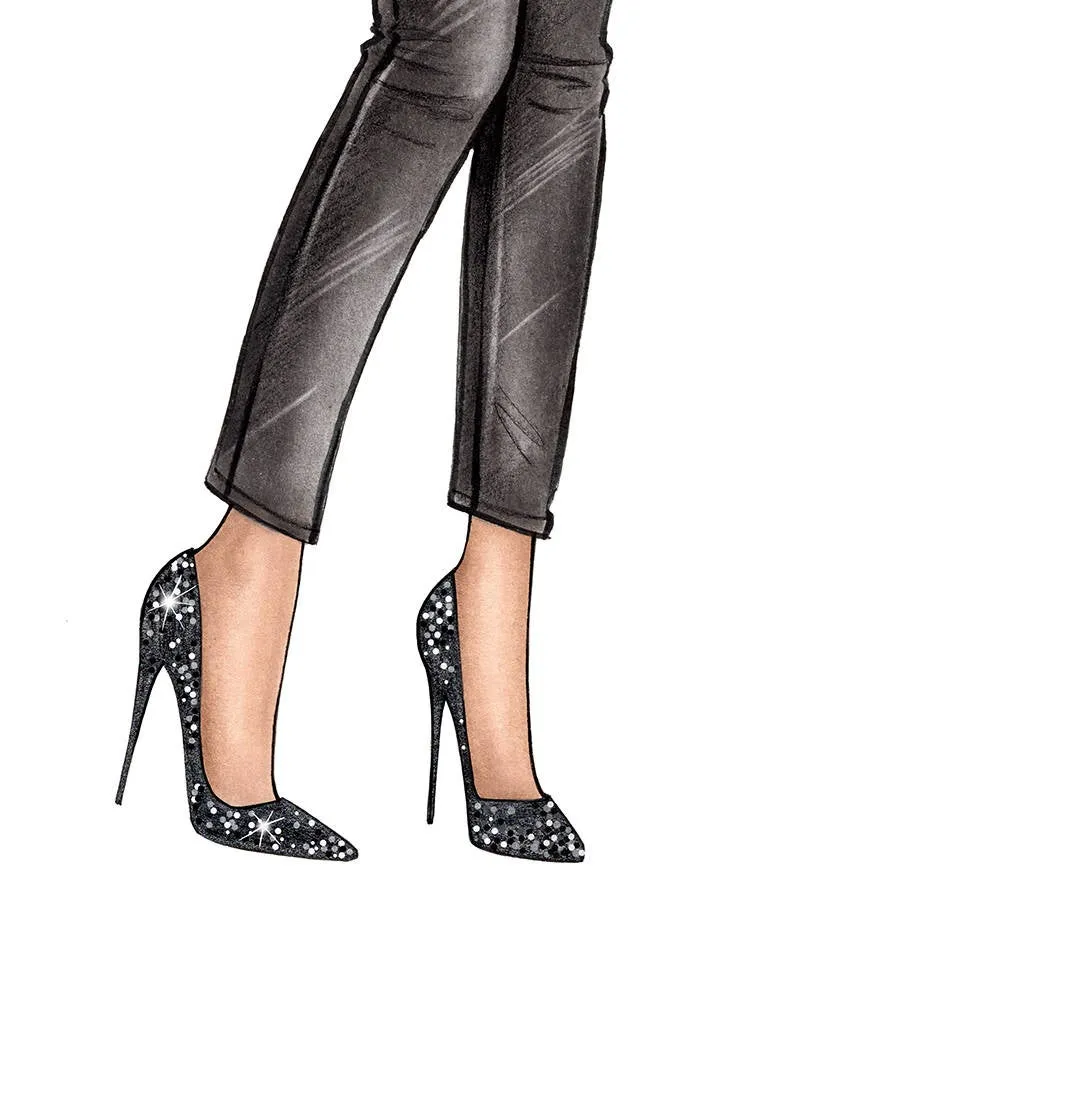 Black jeans art print fashion illustration