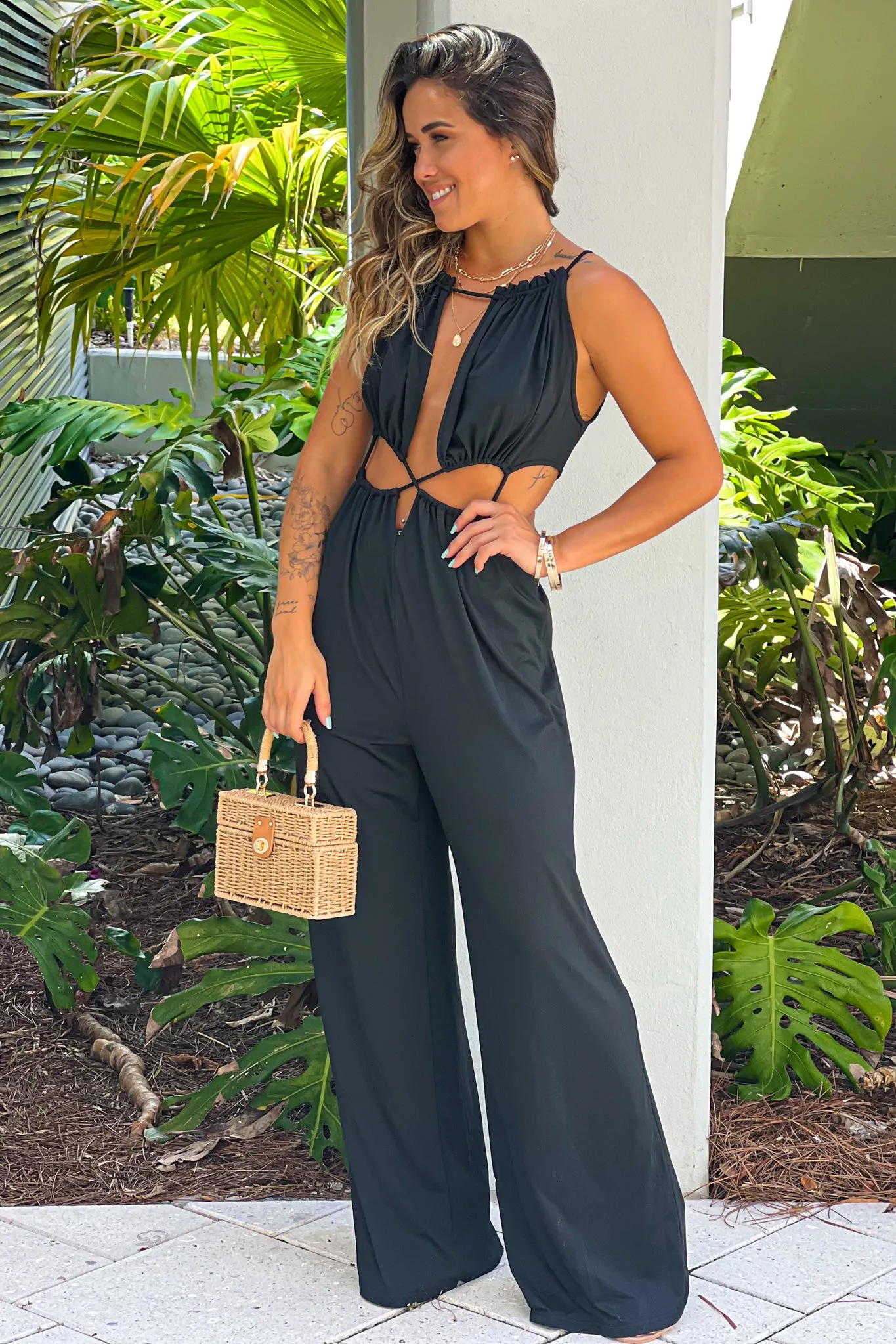 Black Jumpsuit With Cut Outs