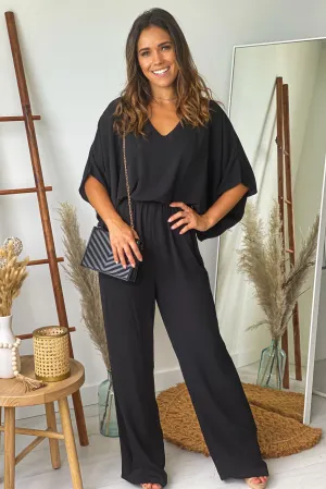 Black Jumpsuit With Dolman Sleeves