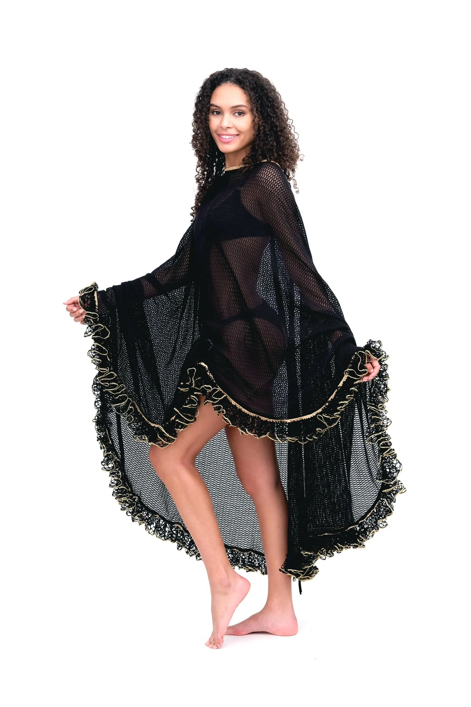 Black Kaftan with Gold Trim