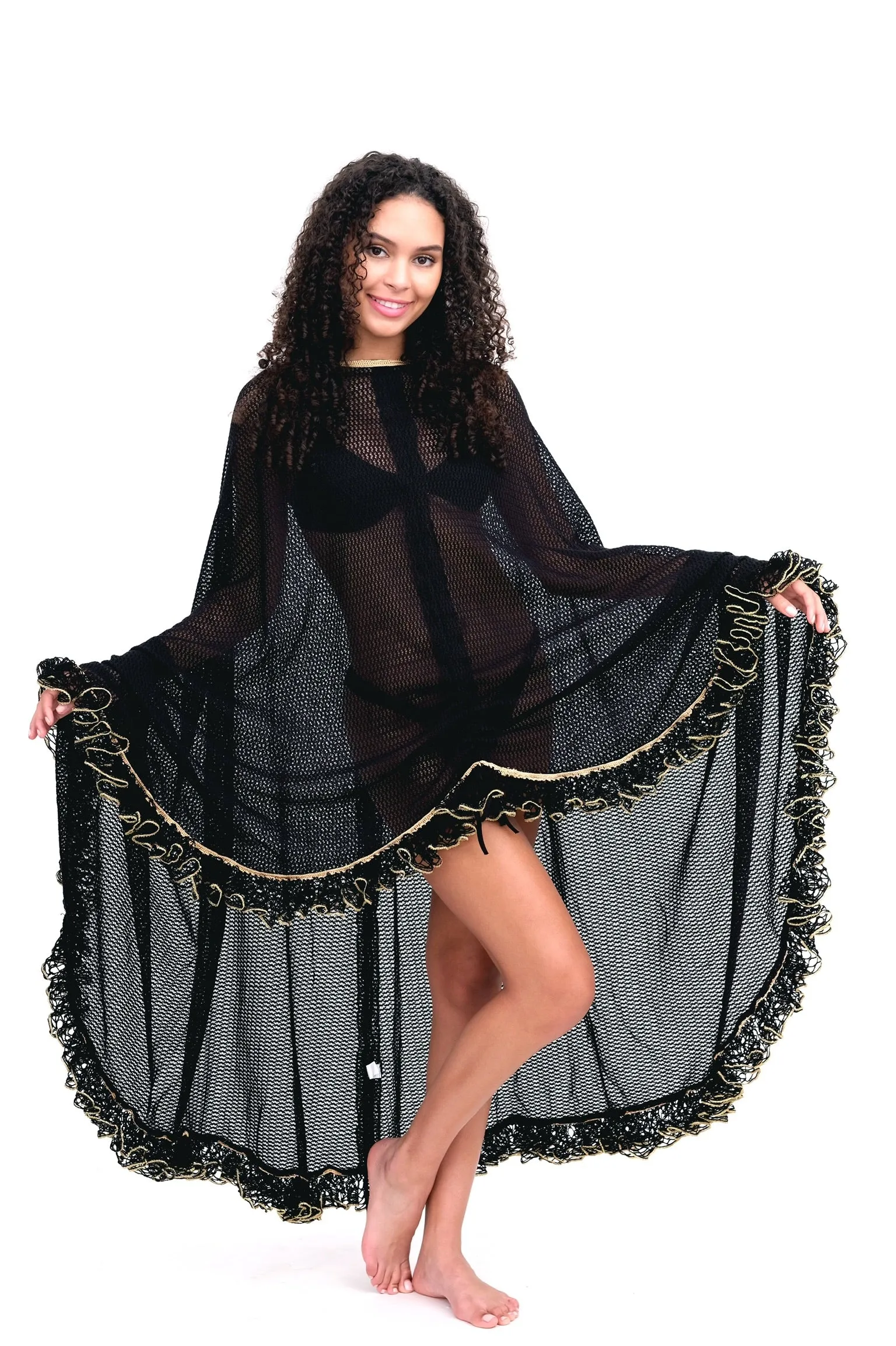 Black Kaftan with Gold Trim