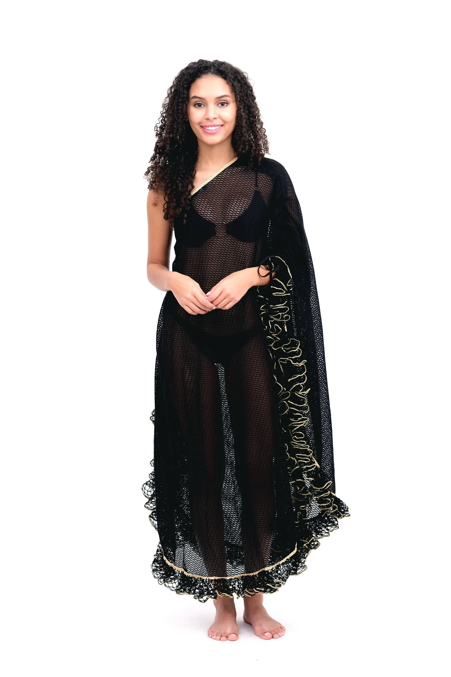 Black Kaftan with Gold Trim