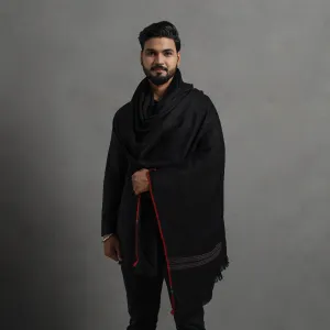 Black - Kumaun Handwoven Pure Merino Wool Shawl for Men 06