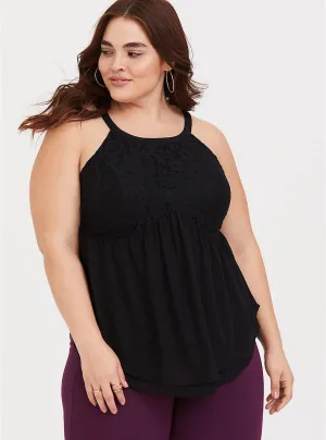 black lace peplum chiffon tank - 3x