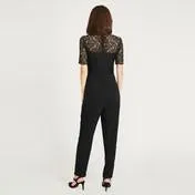 Black Lace Sleeve Jumpsuit