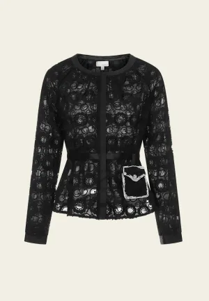 Black Lace Slim Waist Jacket