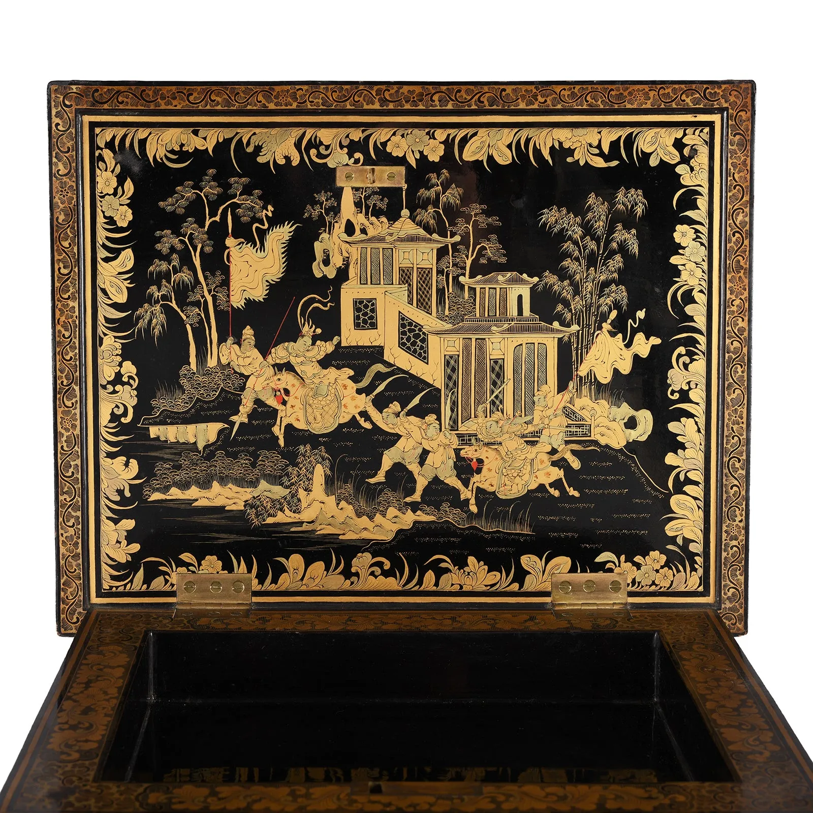 Black Lacquer Canton Export Jewellery Cabinet - Early 19th Century