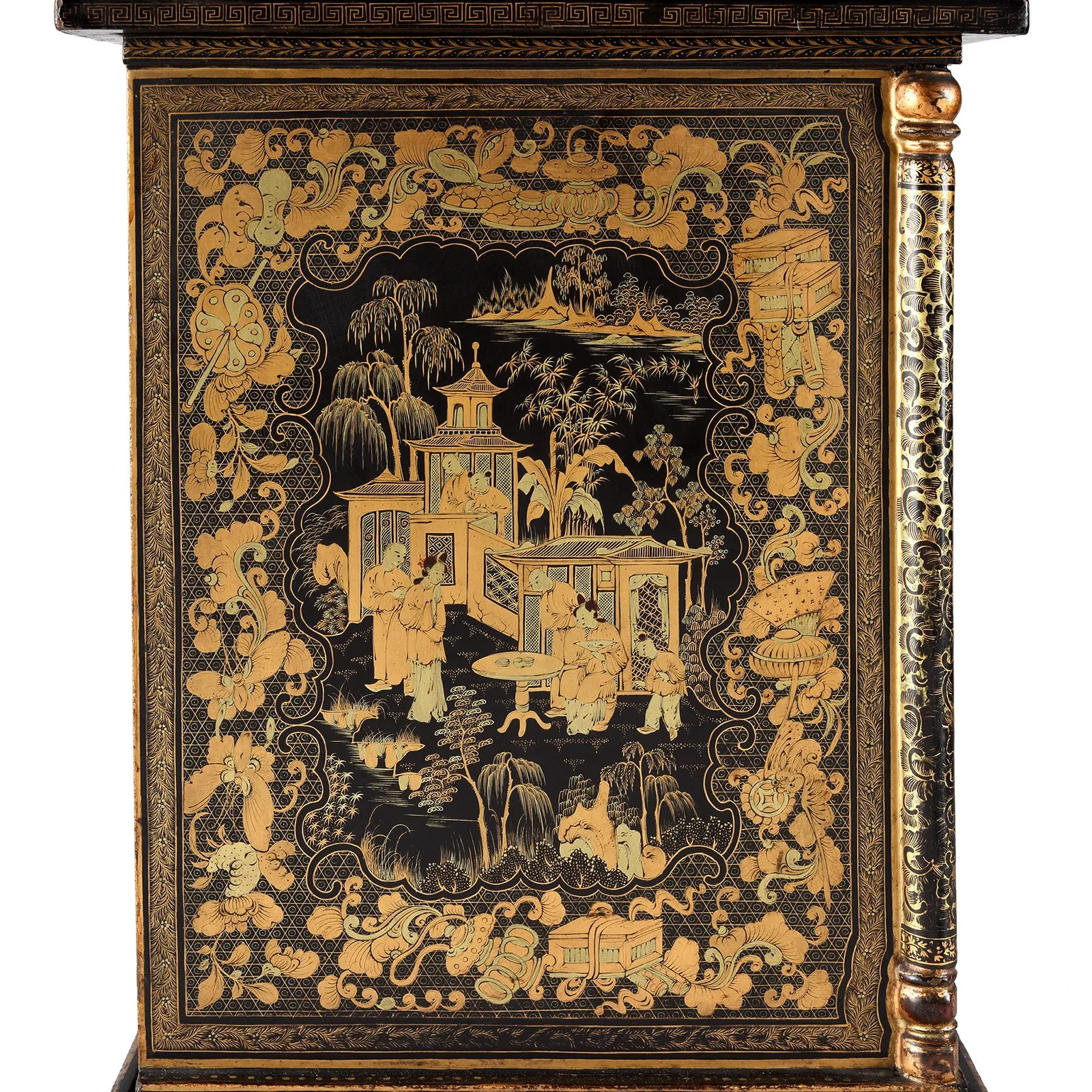 Black Lacquer Canton Export Jewellery Cabinet - Early 19th Century