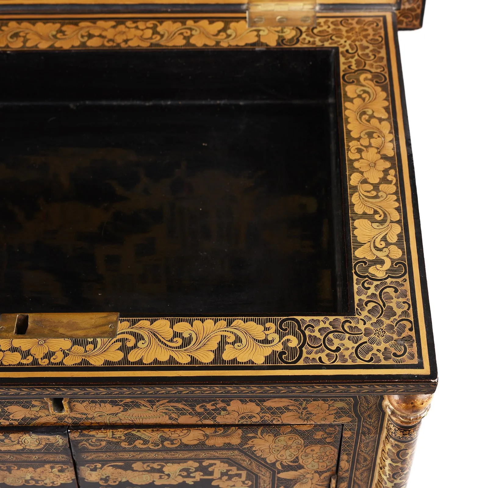 Black Lacquer Canton Export Jewellery Cabinet - Early 19th Century