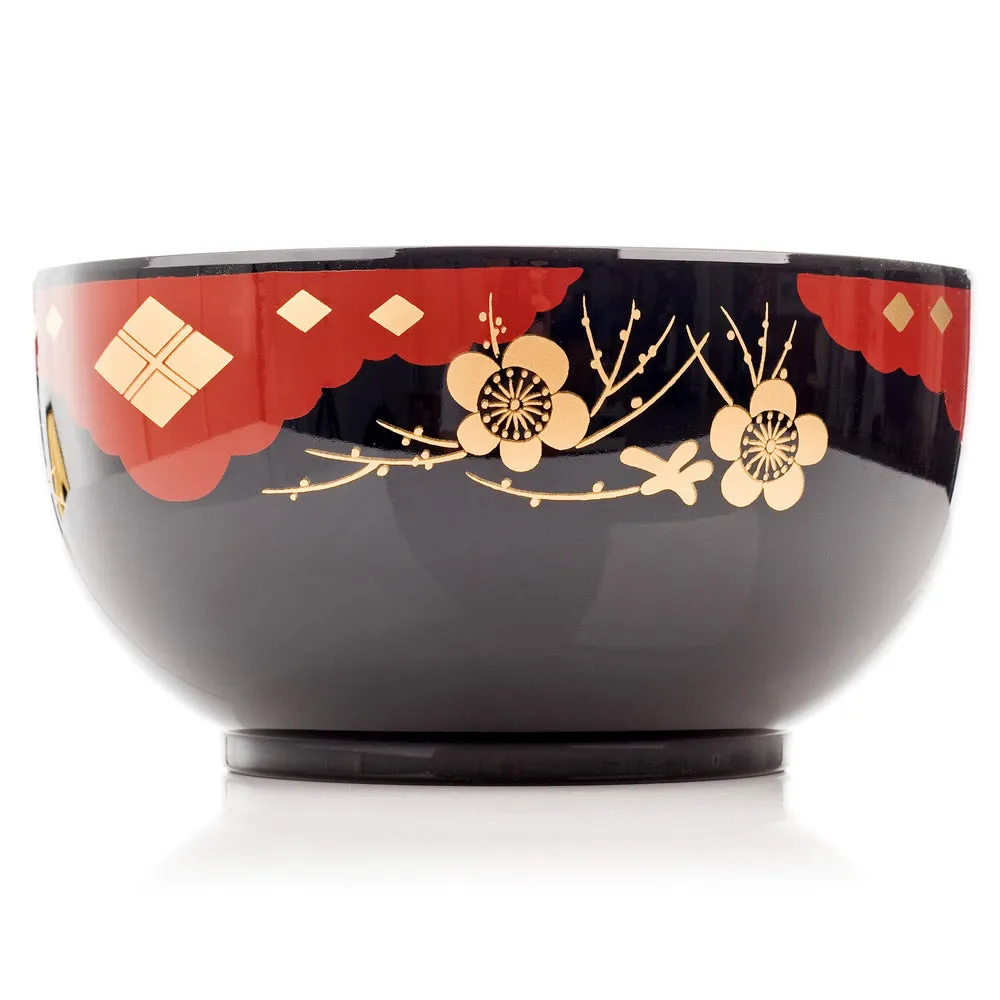 Black Lacquer Japanese Noodle Bowl Set