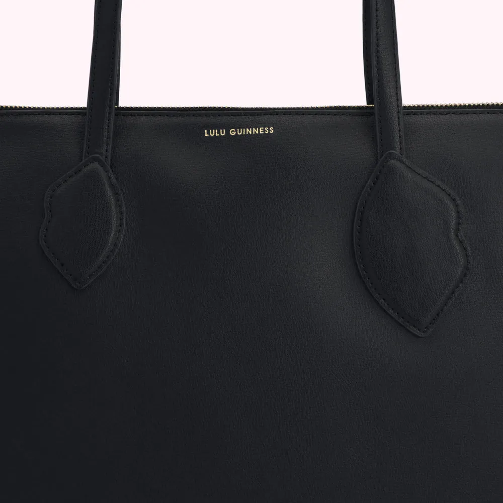 BLACK LARGE DOUBLE LIP SAM TOTE BAG