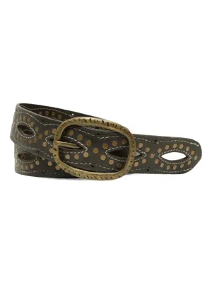 Black Laser With Studded Leather Belt For Women By Art N Vintage