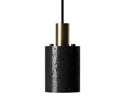 Black Lava B Stone Minimalist Line Pendant Light