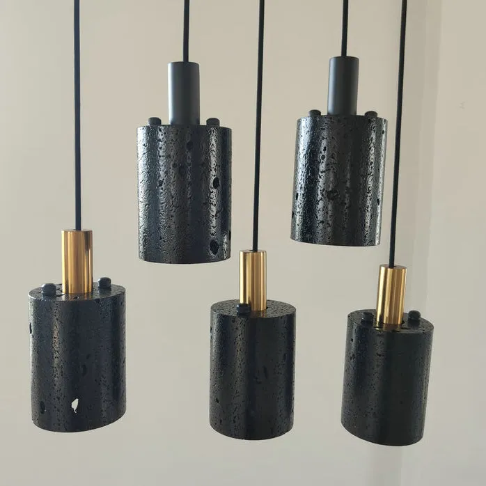 Black Lava B Stone Minimalist Line Pendant Light