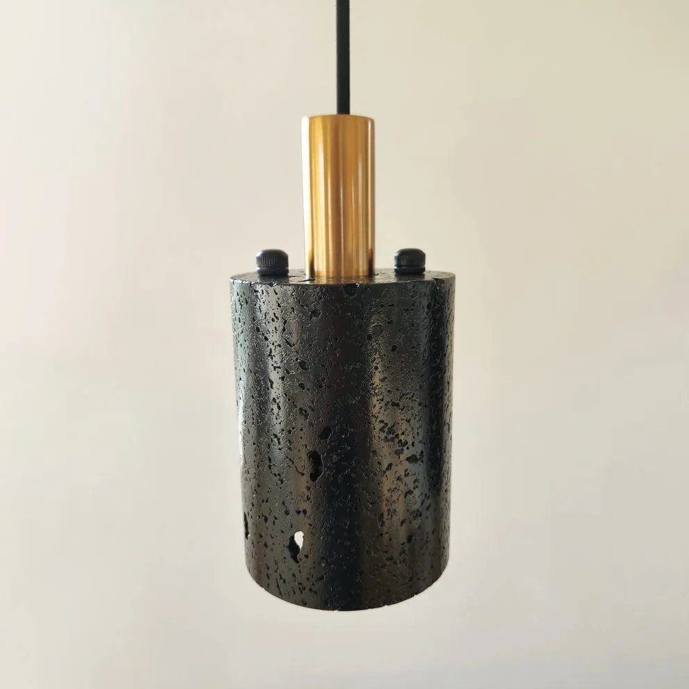 Black Lava B Stone Minimalist Line Pendant Light