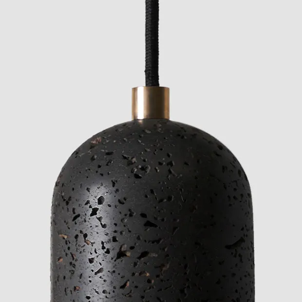 Black Lava E Stone Minimalist Line Pendant Light