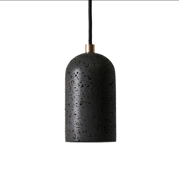 Black Lava E Stone Minimalist Line Pendant Light