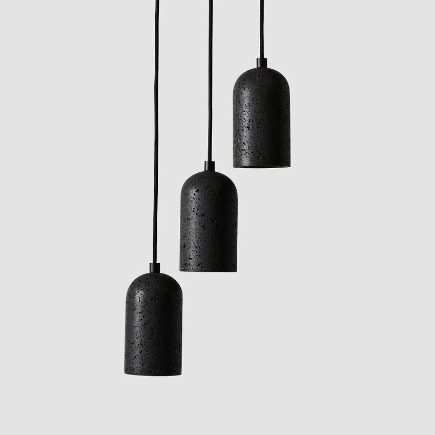 Black Lava E Stone Minimalist Line Pendant Light