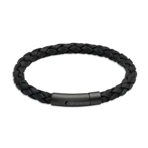 Black Leather Bracelet with Matte Black Steele Clasp